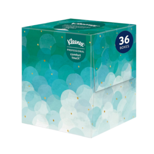 kleenex® professional facial tissue cube for business (21270), upright face tissue box, 90 tissues/box, 36 boxes/case, 3,240 tissues/case