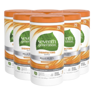 seventh generation disinfecting multi surface wipes, botanical disinfectant, 70 count, pack of 6