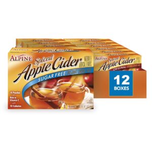 alpine sugar free spiced apple cider instant drink mix, rich in vitamin c and low calorie, 0.14 oz pouch (pack of 120)