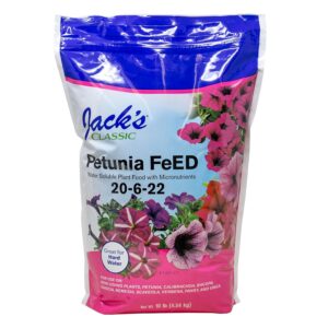 jack's classic 20 6 22 petunia feed water soluble fertilizer with micronutrients, 10lbs provides lush green annuals