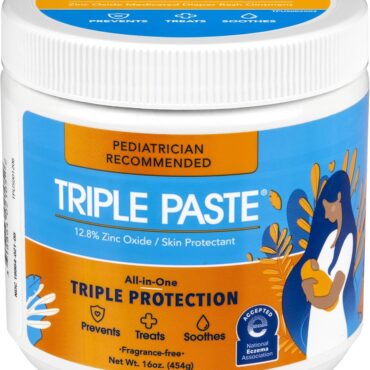 Triple Paste Diaper Rash Cream for Baby - 16 Oz Tub - Zinc Oxide Ointment Treats, Soothes and Prevents Diaper Rash - Pediatrician