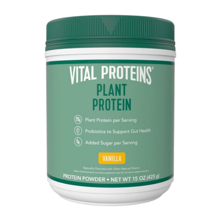 Vital Proteins Vegan Protein Powder – 20g Plant Based Protein with Chickpea – 1B CFU Probiotic for Gut Health, No Added Sugar – Vanilla, 15 oz